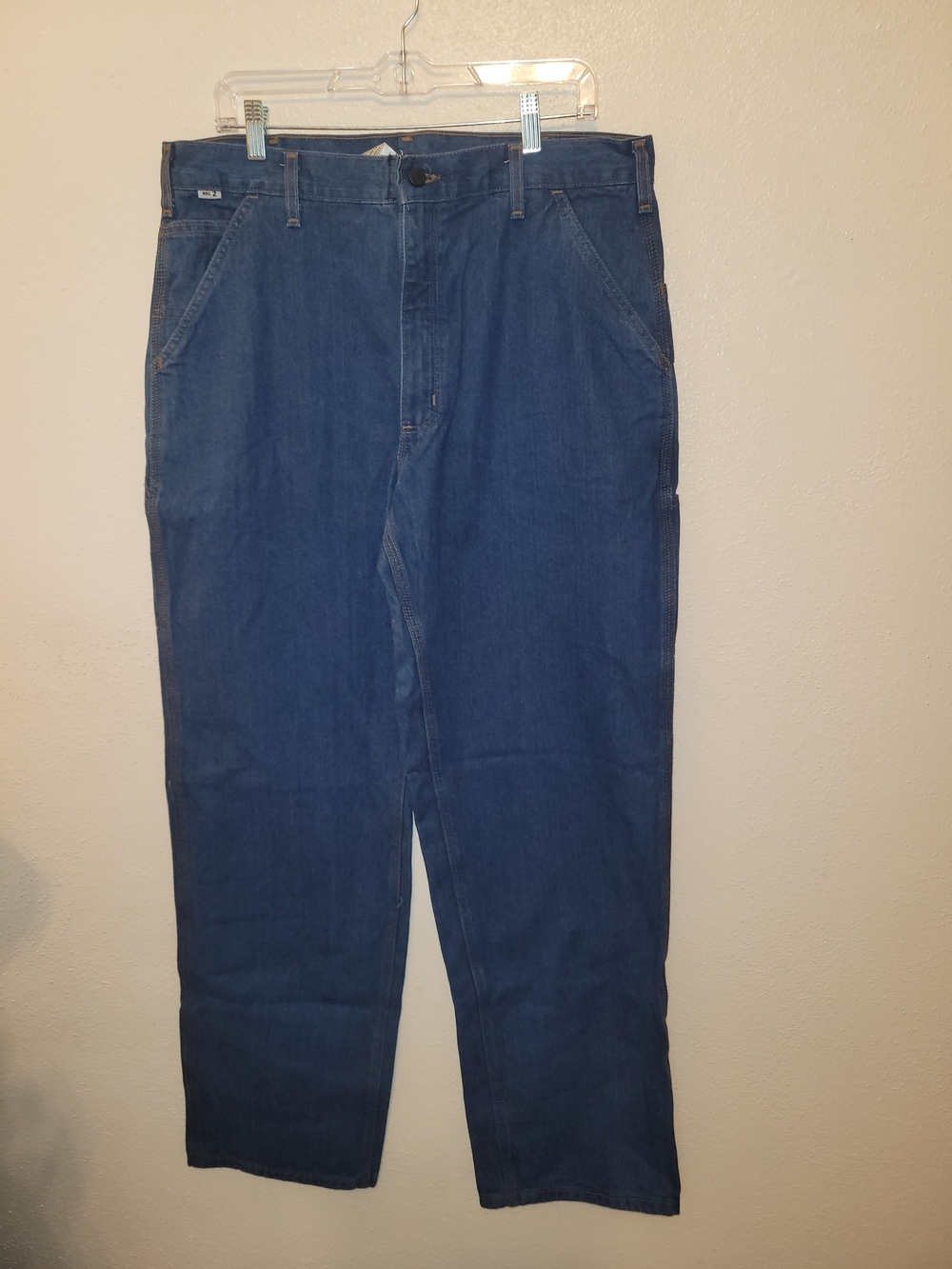 Carhartt FR Carpenter Work Pants 36x34 Blue Denim HRC 2 Flame Resistant Utility - Picture 2 of 10